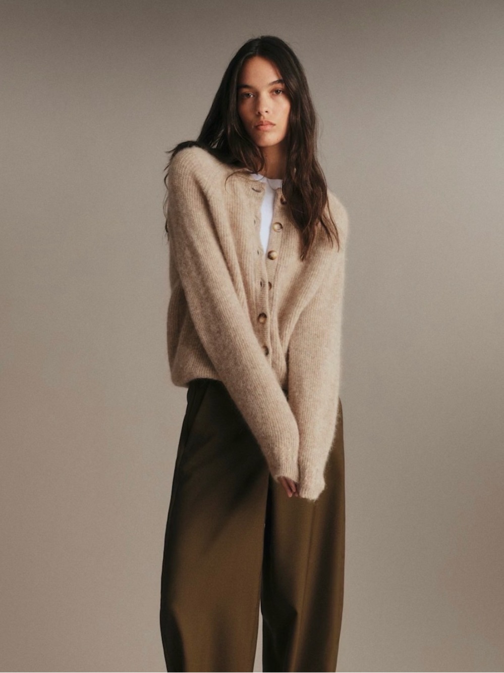 Sezane Othello Cardigan Light Beige XXL